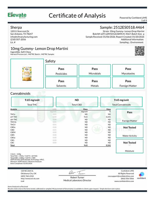 Sherpa 10mg Gummies: 10ct Bag