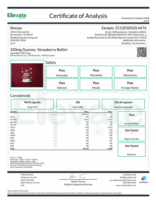 Sherpa Social Gummies: Strawberry Bellini (3ct) (batch#SB100126)