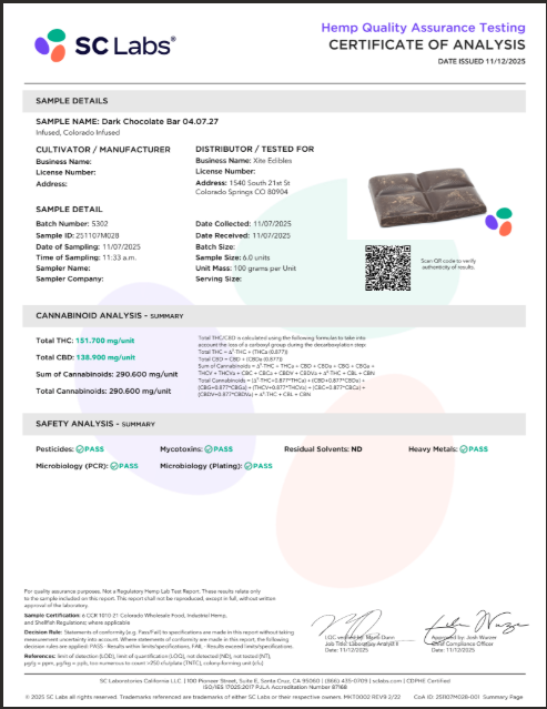 Xite Chocolate Bar 300mg