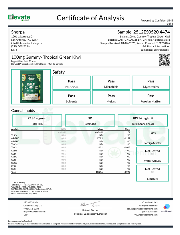 Sherpa Calm Gummies (3ct) (batch#TCK100126)