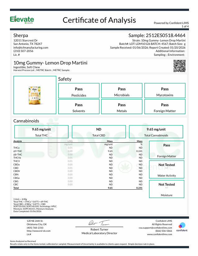 Sherpa 10mg Gummies: 10ct Bag