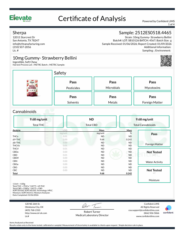 Sherpa 10mg Gummies: 10ct Bag