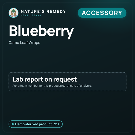 Nature's Remedy lab card: Blueberry — Camo Leaf Wraps (Accessory)