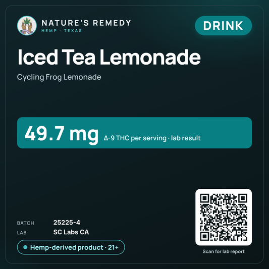 Nature's Remedy lab card: Iced Tea Lemonade — Cycling Frog Lemonade (Drink)