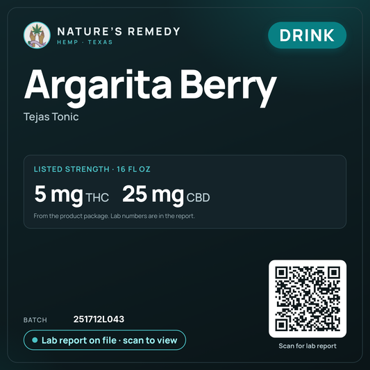Nature's Remedy lab card: Argarita Berry — Tejas Tonic (Drink)